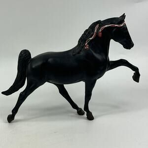 Vtg Breyer #60 Midnight Sun Tennessee Walker Black Model Horse Red Ribbons 12"